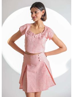 Make believe by Ritika - Pink Hermoine Khadi Solid Skirt Set