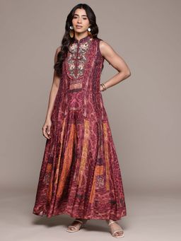 Ritu Kumar - Wine Rajas Embroidered Jumpsuit