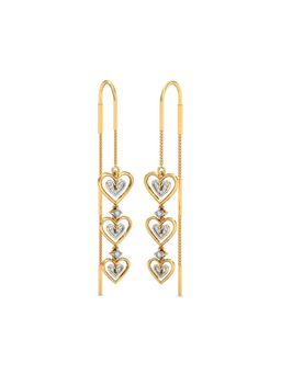 KuberBox - 18K Gold Layered Heart Sui Diamond Dhaga Earrings for Women-Girls