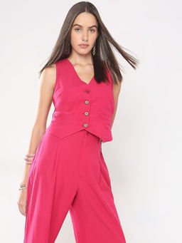 VERO MODA - Pink Linen Waist Coat