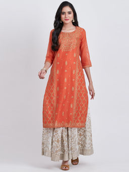 Biba - Orange Printed Kurta