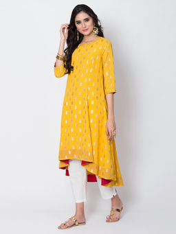 Biba - Yellow Printed Kurta