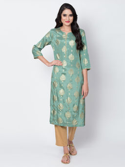 Biba - Green Printed Kurta
