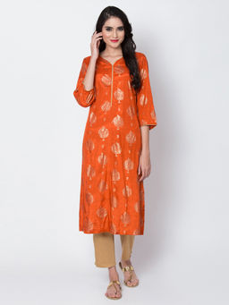 Biba - Orange Printed Kurta