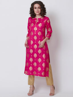 Biba - Pink Printed Kurta