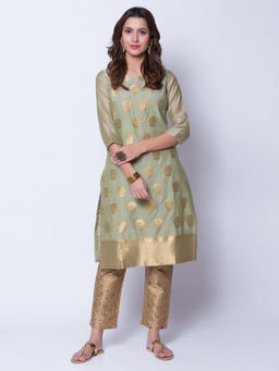 Biba - Green Printed Kurta