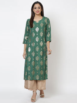 Biba - Green Printed Kurta