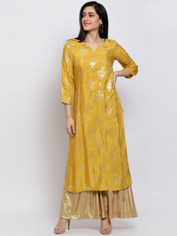 Biba - Yellow Printed Kurta