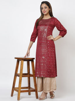 Biba - Maroon Printed Kurta