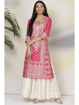 Biba - Fuchsia Silk Straight Kurta
