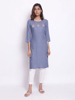 W - Blue Shadow Straight Kurta