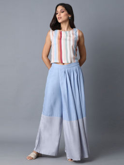 W - Soft Multicolored Printed Crop Top with Wrapped Skirt (Set of 2)