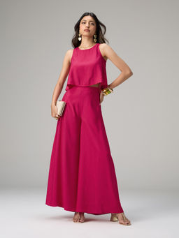 Gajra Gang - Patiala Chowk Pink Dobby Crop Top with Palazzo