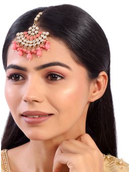 Accessher - Gold Plated Chandbali Style Maangtika with Handcut Mirrors & Beads