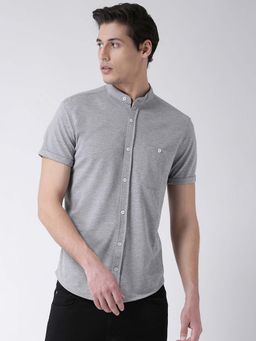 Club York - Men Grey Regular Fit Solid Casual Shirt