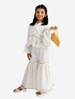 Tic Tac Toe Kids - Girls Shirt Style Peplum Top and Sharara (Set of 2)