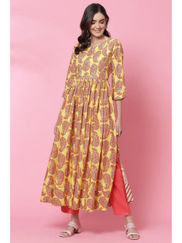 Biba - Yellow Flared Kurta