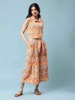 Aarke Ritu Kumar - Yellow Striped Shirt with Pant Co-Ord Set (Set of 2)