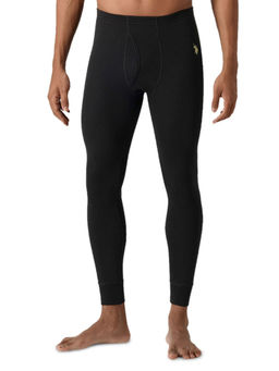 U.S. POLO ASSN. - Men Black I753 Mid Rise Snug Fit Solid Thermal Pants