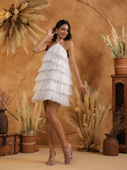 B'Infinite - White Cascade Tulle Dress