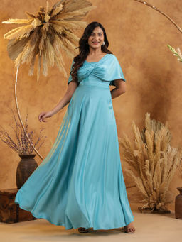 B'Infinite - Cyan Blue Twist Front Gown