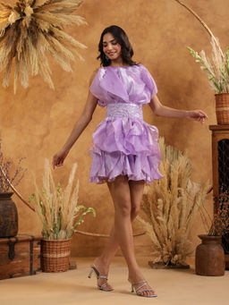 B'Infinite - Embellished Lavender Ruffled Dress