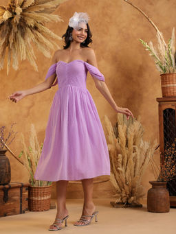 B'Infinite - Lavender Off-Shoulder Dress