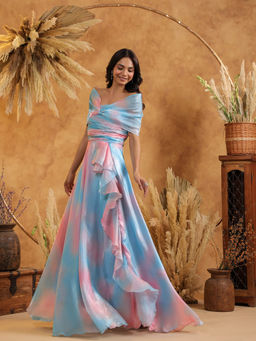 B'Infinite - Sky Candy Draped Multi-Color Gown