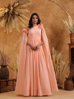 B'Infinite - Peach Blossom Cape Gown
