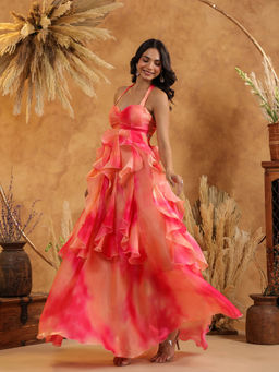 B'Infinite - Sunset Sorbet Ruffle Gown - Pink