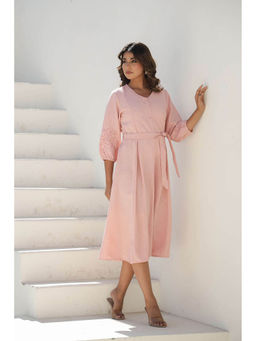 Mamicha - Blush Bloom Dress with Belt - Pink