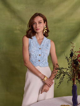 Style Island - Natalie Lace Top - Blue