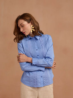 Style Island - Sharon Poplin Shirt - Blue