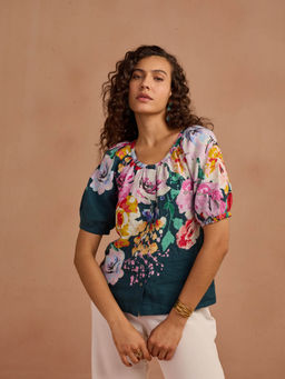 Style Island - Linen Printed Shirt - Teal