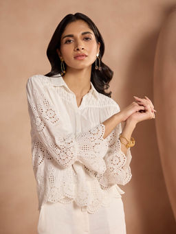 Style Island - Alba Schiffli Shirt - White