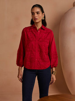 Style Island - 3D Blossom Shirt - Red