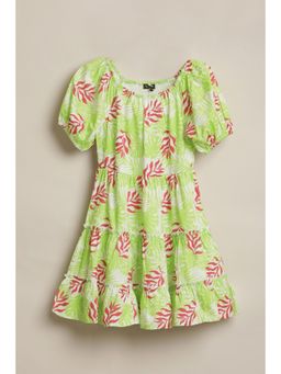 Allen Solly - Green Printed Knee Length Dress