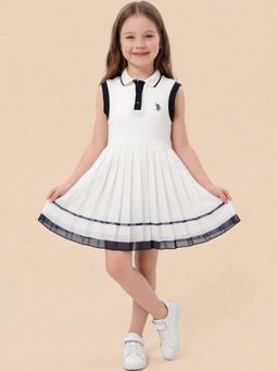 U.S. POLO ASSN. - White Solid/Plain Knee Length Dress