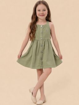 U.S. POLO ASSN. - Green Solid/Plain Mini Dress