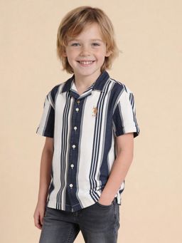U.S. POLO ASSN. - Blue Stripes Collar Neck Shirt