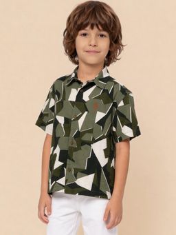 U.S. POLO ASSN. - Multi-Color Abstract Collar Neck Shirt