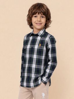 U.S. POLO ASSN. - Blue Checks Collar Neck Shirt