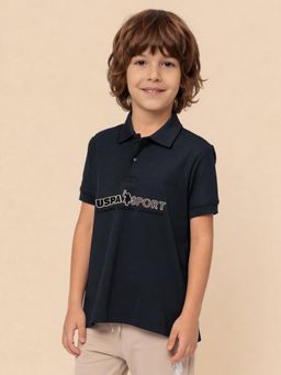 U.S. POLO ASSN. - Navy Blue Printed Polo T-Shirt