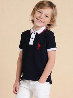 U.S. POLO ASSN. - Blue Textured Polo T-Shirt