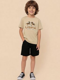 U.S. POLO ASSN. - Beige Graphic Half Sleeves T-Shirt