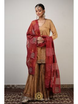 Rhua India - Gold Akira Sharara with Kurta and Dupatta (Set of 3)