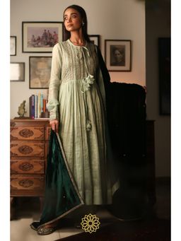 Rhua India - Light Green Anarkali with Pant and Dupatta (Set of 3)