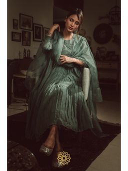 Rhua India - Persian Green Anarkali with Pant and Dupatta (Set of 3)