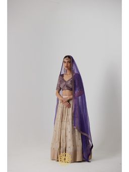 Rhua India - Purple Janaki Lehenga with Blouse and Dupatta (Set of 3)