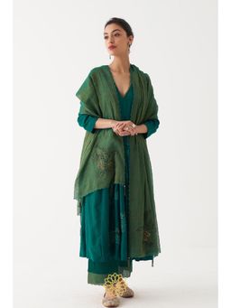 Rhua India - Green Zoya Straight Kurta with Pant and Dupatta (Set of 3)